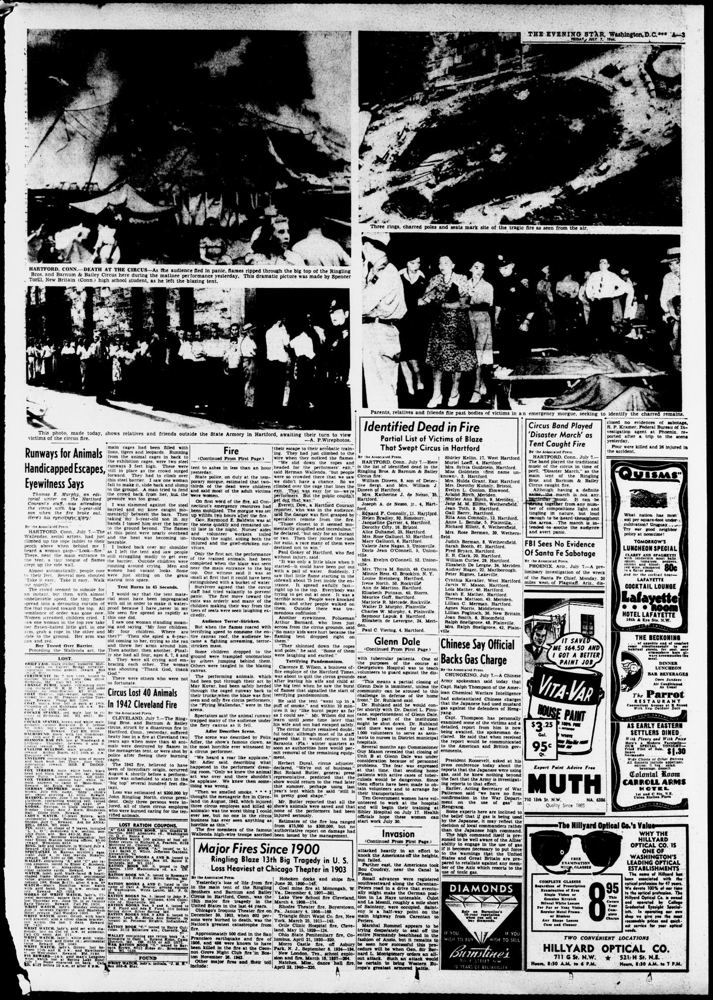 Front page of The Evening Star, July 7, 1944